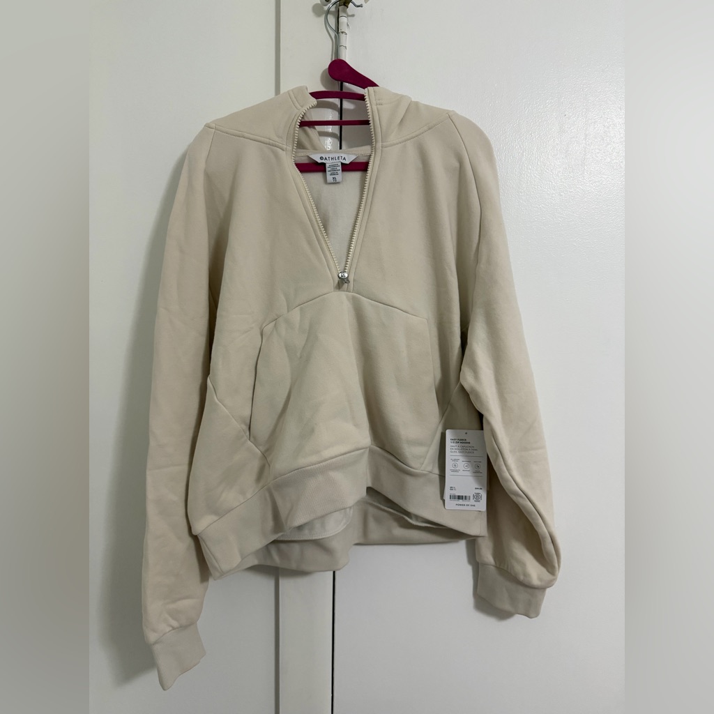 Athleta Cream Quarter-Zip Pullover